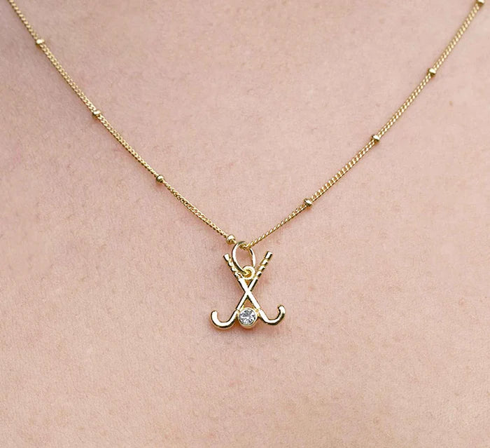 Field Hockey Gold Charm Necklace