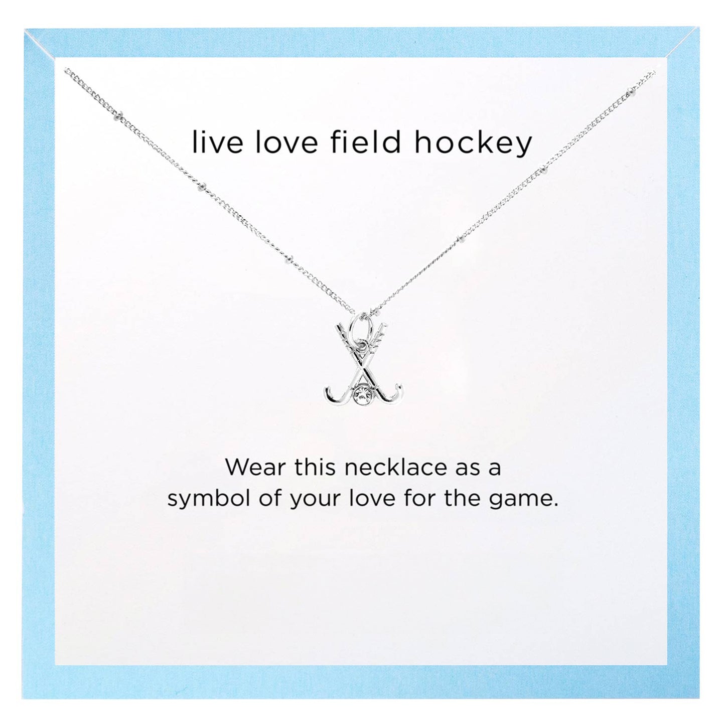 Field Hockey Silver Charm Necklace