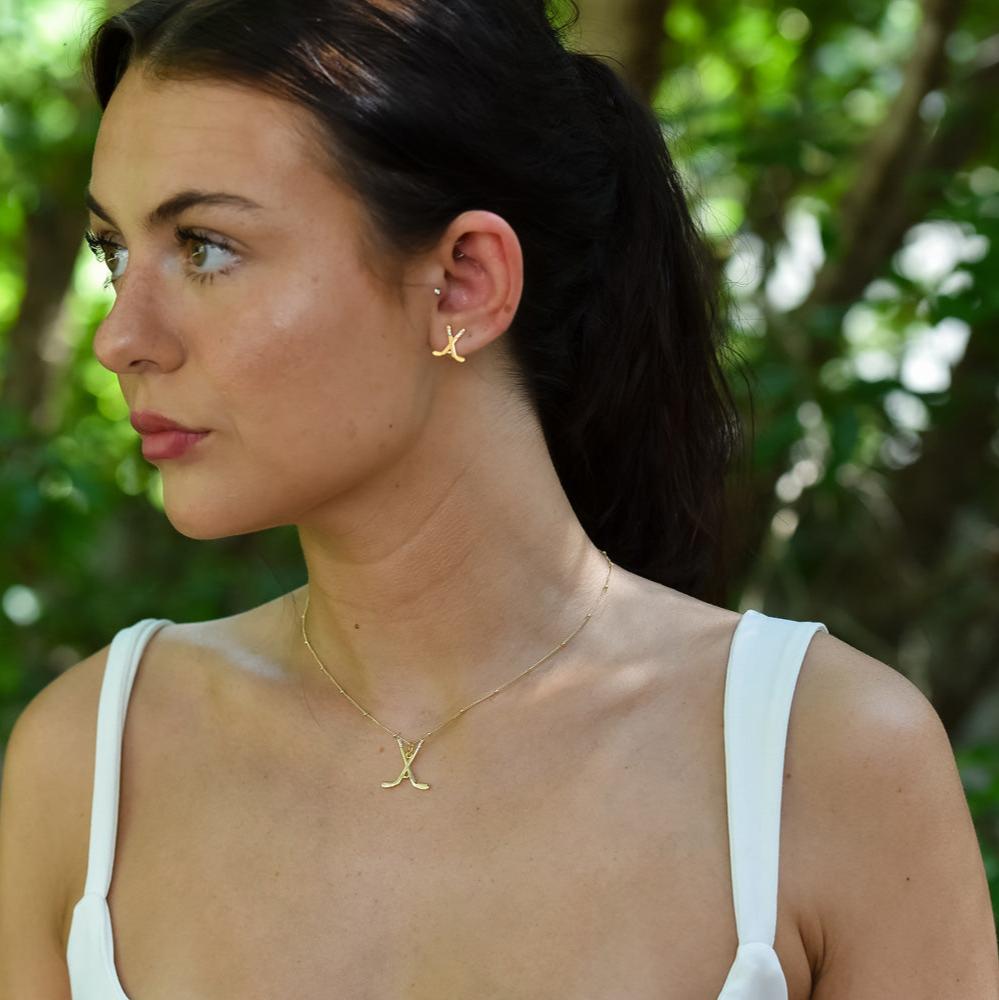 Ice Hockey Gold Earrings