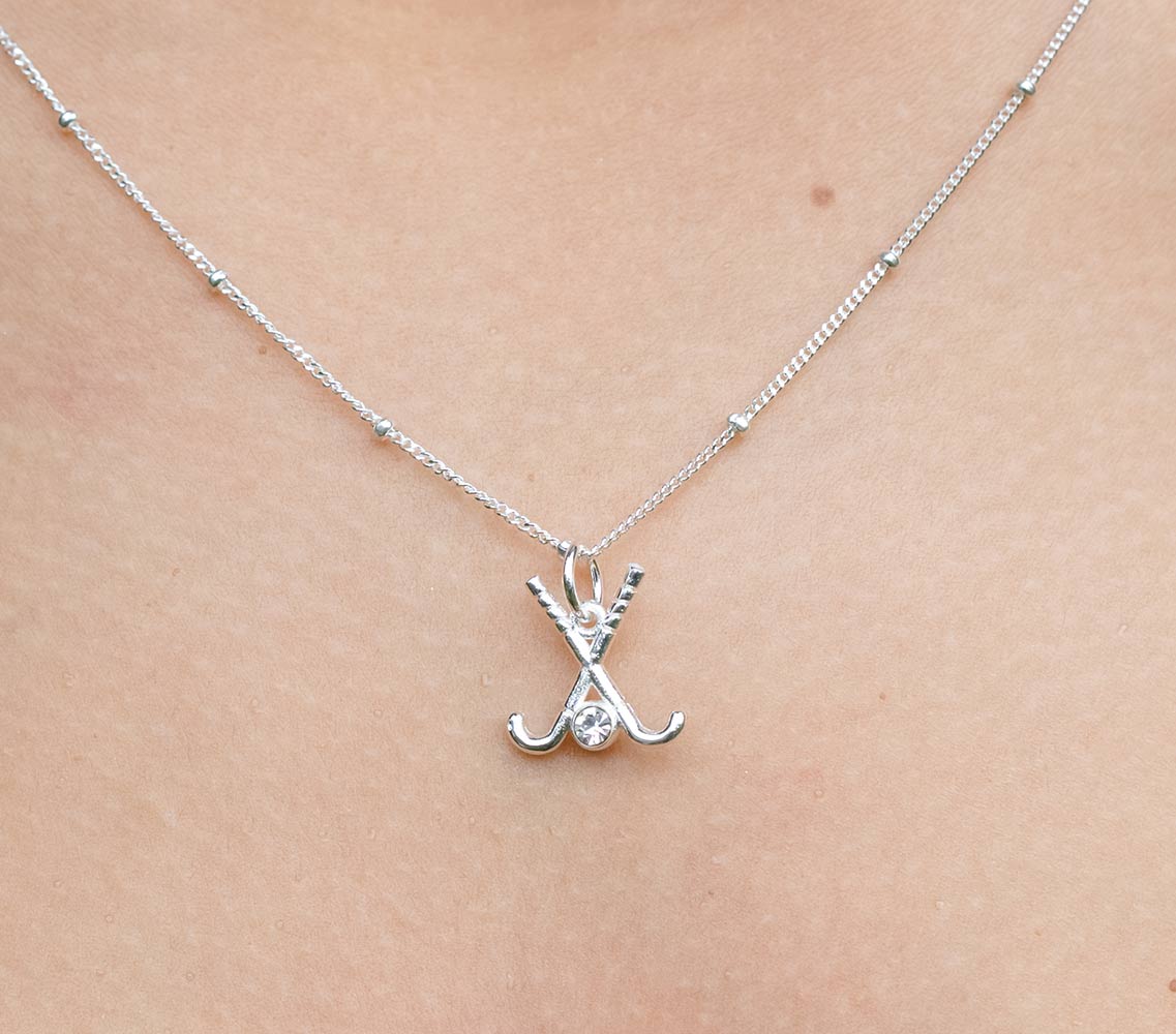 Field Hockey Silver Charm Necklace