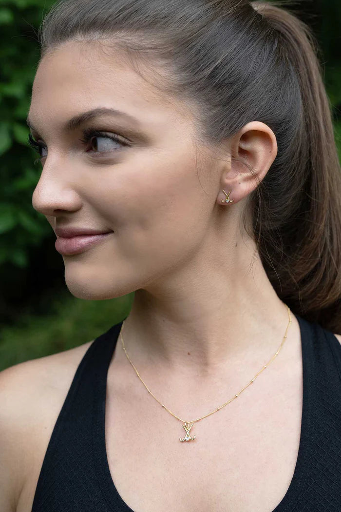 Field Hockey Gold Charm Necklace