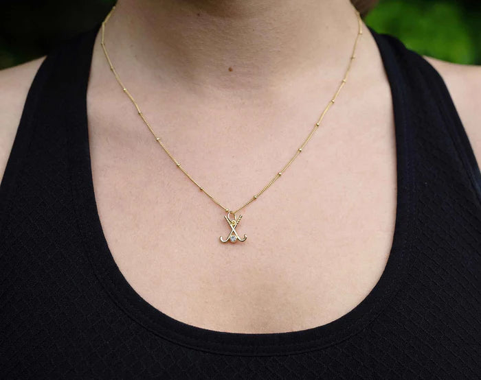 Field Hockey Gold Charm Necklace
