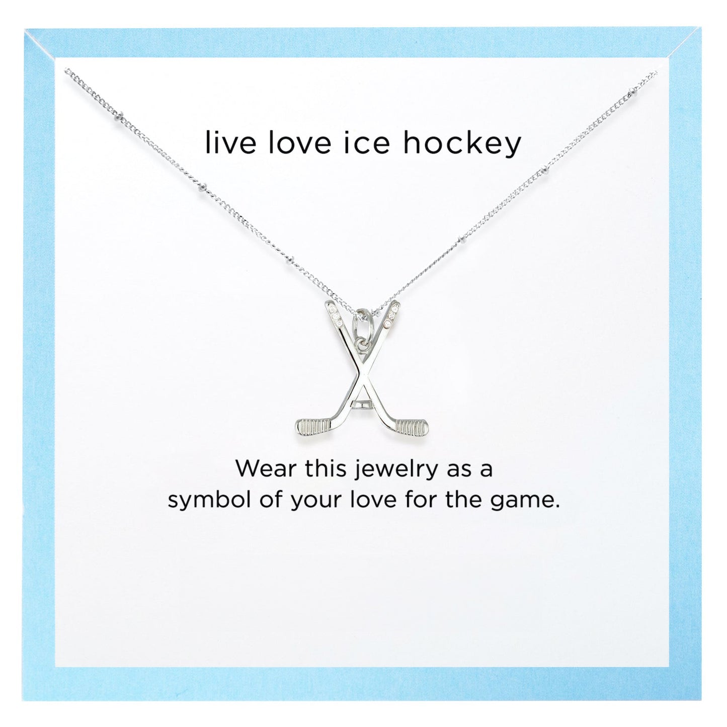Ice Hockey Silver Charm Necklace