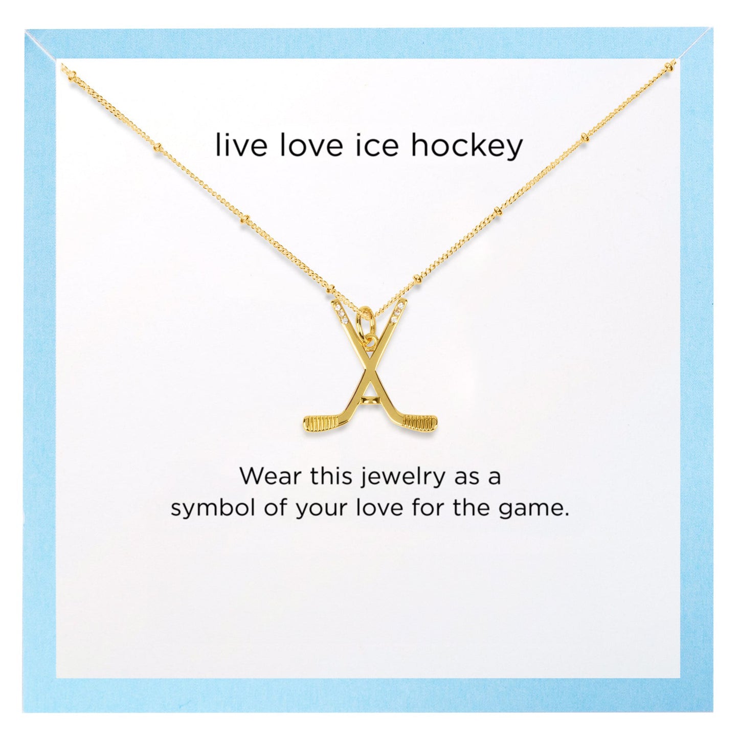 Ice Hockey Gold Charm Necklace