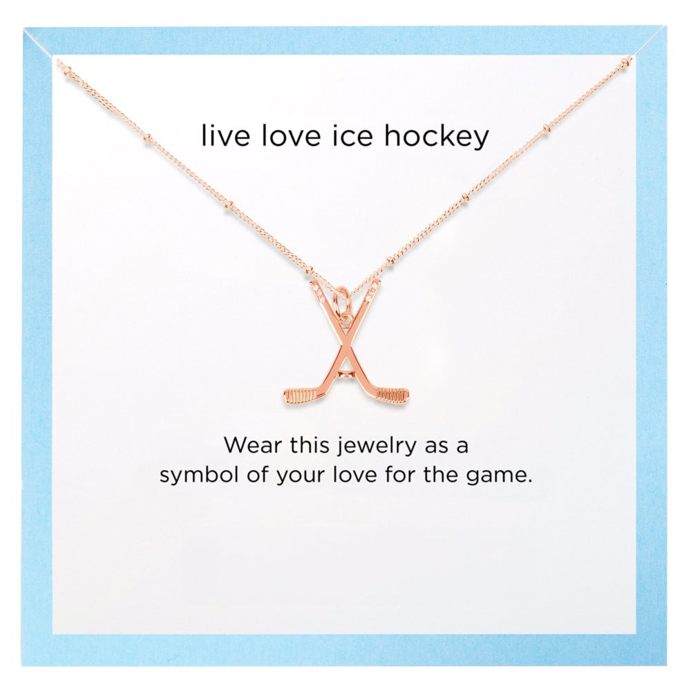 Ice Hockey Rose Gold Charm Necklace