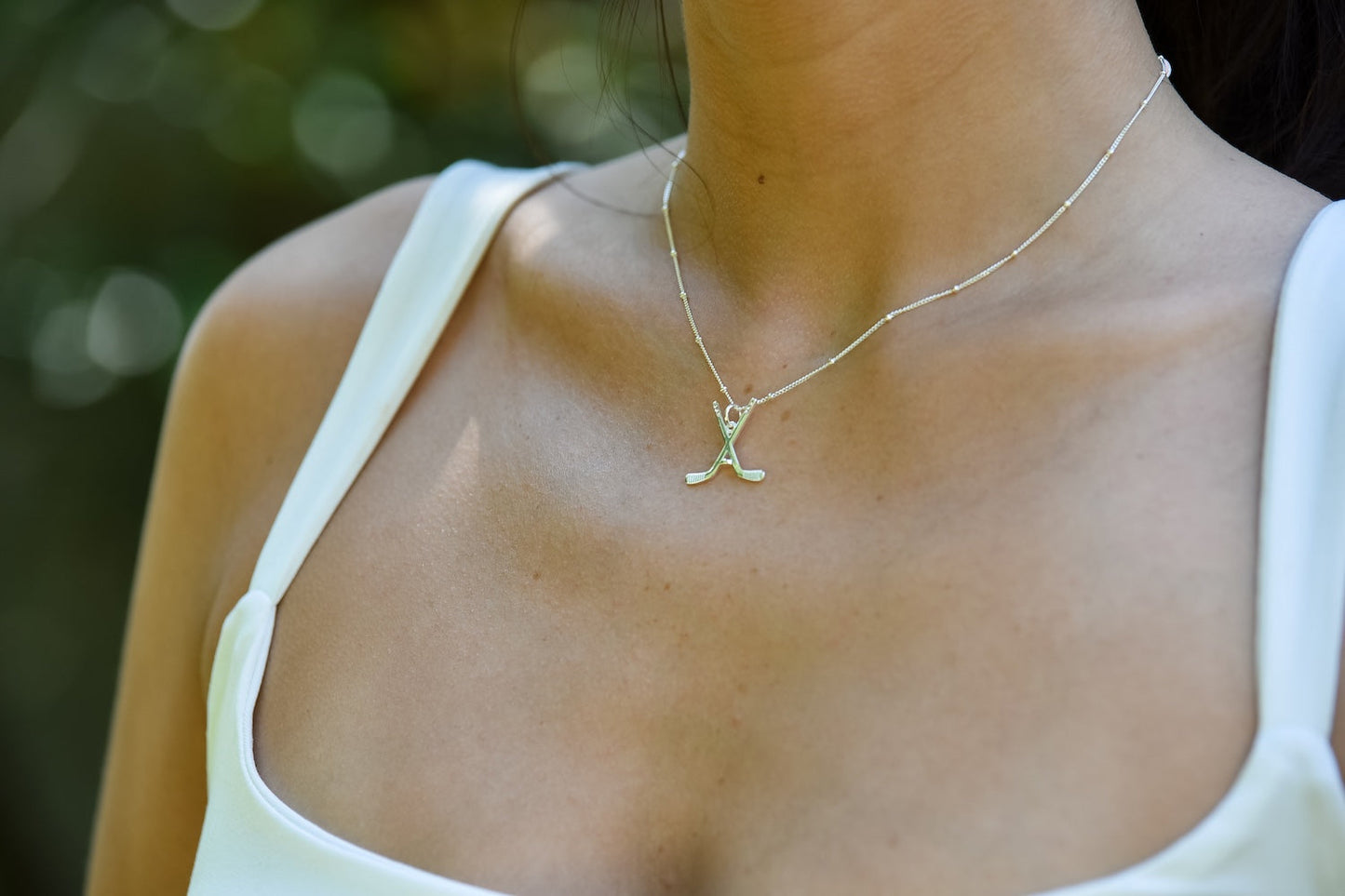 Ice Hockey Silver Charm Necklace