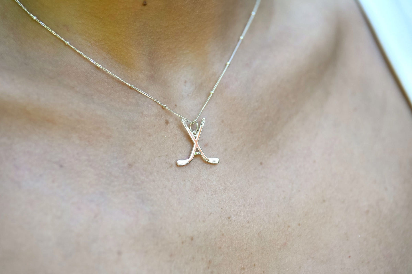 Ice Hockey Silver Charm Necklace