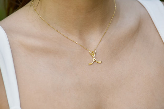 Ice Hockey Gold Charm Necklace