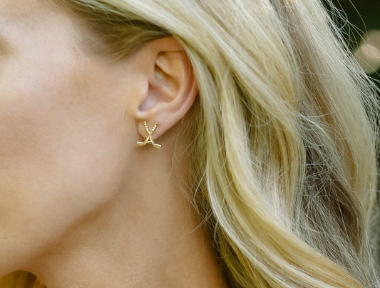 Ice Hockey Gold Earrings