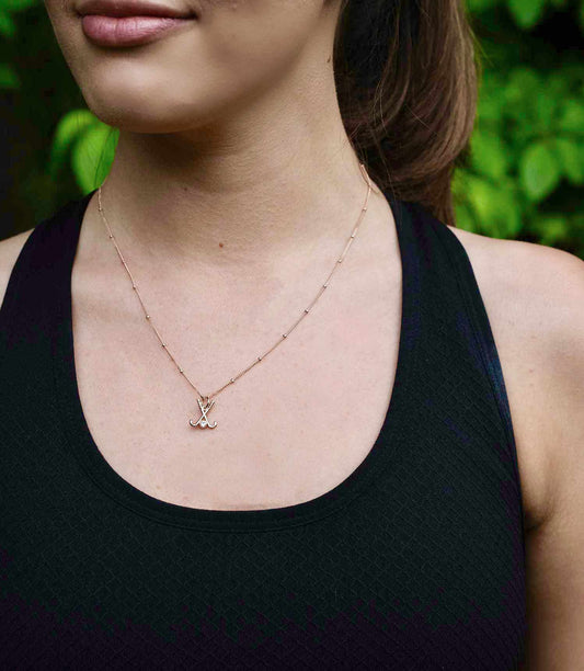 Field Hockey Rose Gold Charm Necklace