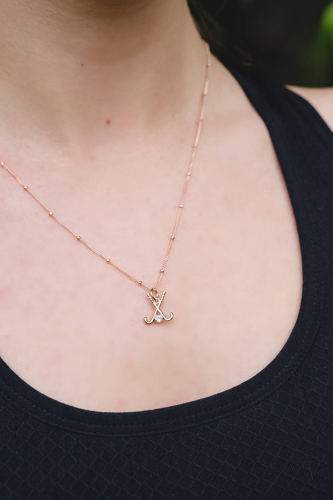 Field Hockey Rose Gold Charm Necklace
