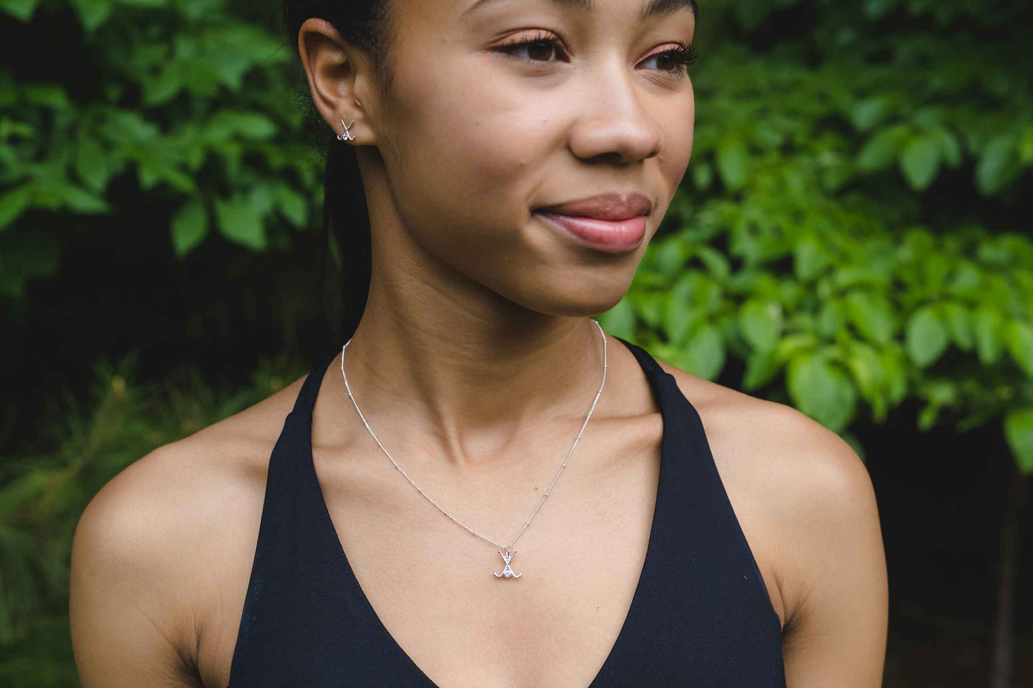 Field Hockey Silver Charm Necklace