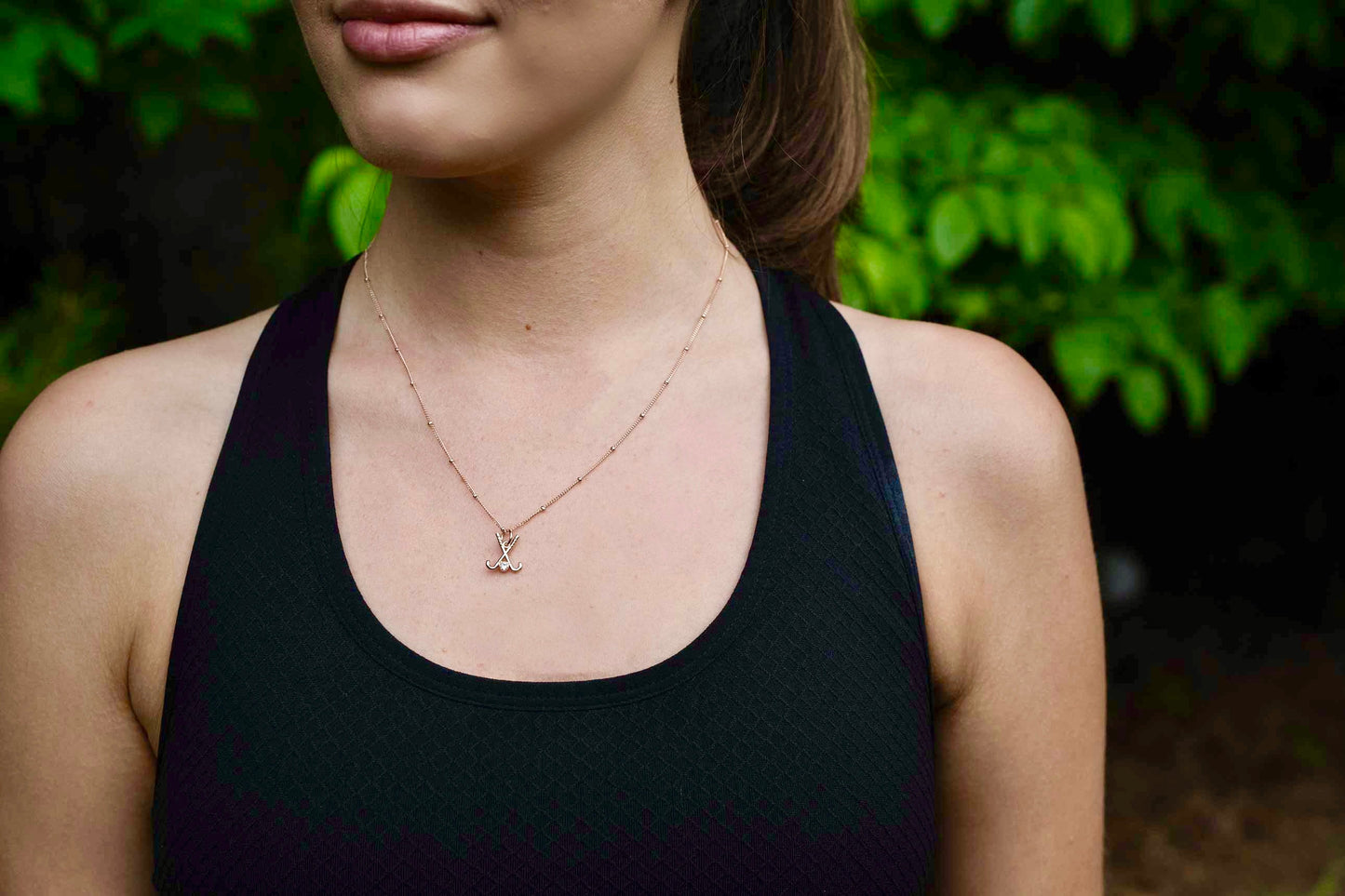 Field Hockey Rose Gold Charm Necklace