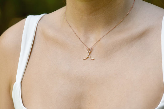 Ice Hockey Rose Gold Charm Necklace