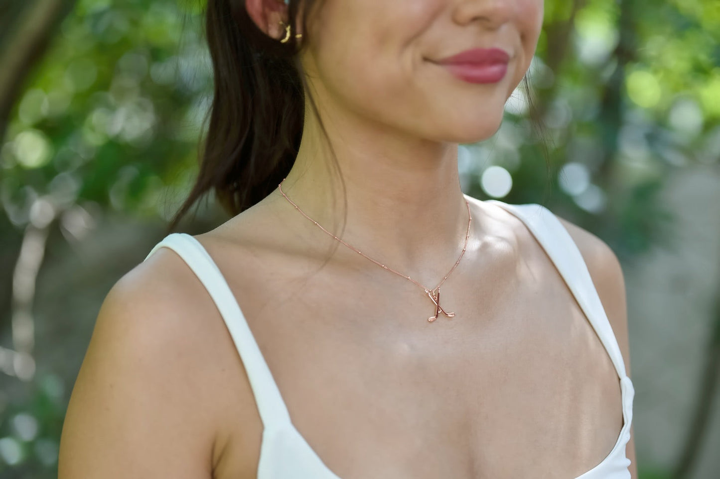 Ice Hockey Rose Gold Charm Necklace