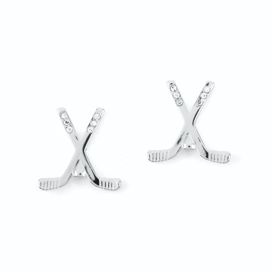 Ice Hockey Silver Earrings